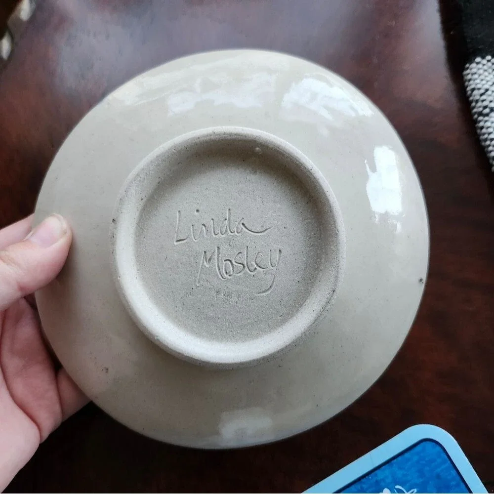 Handmade Cream Brown Abstract Artsy Small Ceramic Glazed Plate‎ Linda